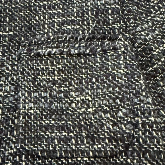 Theory New Blue & White Tweed Cropped Collarless Jacket Size 10 - Picture 11 of 13